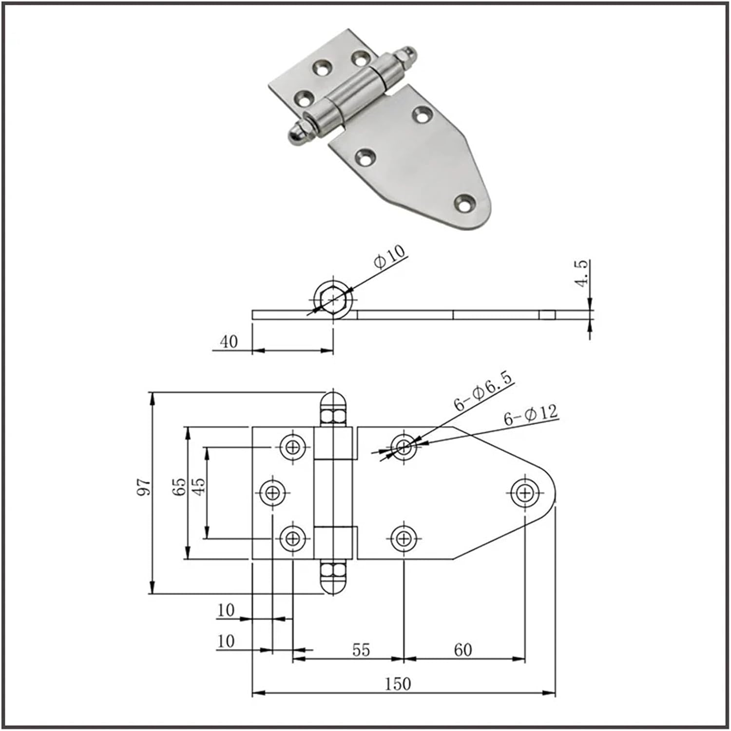 Thickened Blade Type 304 Stainless Steel Automobile Equipment Box-Type Door Hinge Industrial Heavy Machinery Hinge Bearing 1Pcs(201 Stainless Steel)