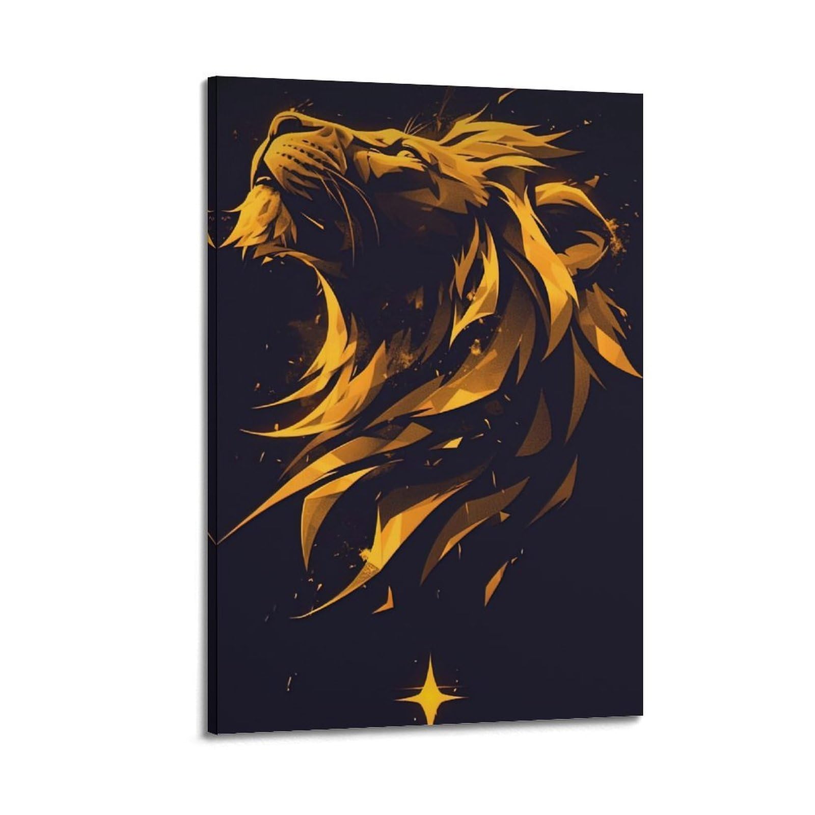 WPHSFX Animal Artwork Poster Lion in The Dark Poster Decorative Painting Canvas Wall Posters And Art Picture Print Modern Family Bedroom Decor Posters 12x18inch(30x45cm)