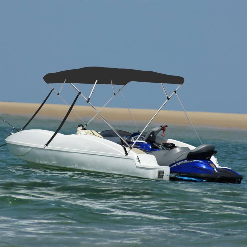 4-Bow Bimini Top Nero 243 x 180 x 137 cm con pannelli laterali, tettuccio parasole impermeabile in 100% poliestere con rivestimento in PU, telaio in alluminio e raccordi in acciaio inox 316 per barche
