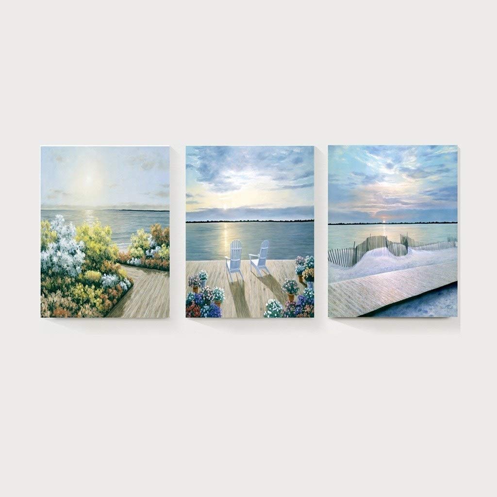 Peinture murale restaurant elegante et haut de gamme triptyque 70cm