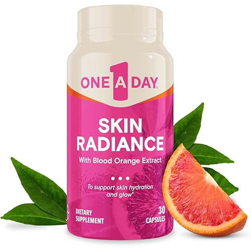 One A Day Skin Radiance, Skin Supplement to Support Hydration & Glow with Blood Orange Extract & Collagen Health with Vitamin C & Vitamin E, 30 Capsules