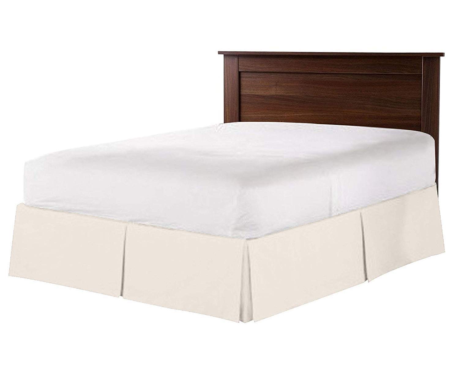 YRM Bedding's Luxury Bed Skirt 100% Cotton,15-Inch Tailored Drop Pleated Dust Ruffle, 600 TC Egyptian Cotton, Shrink and Fade Resistant (Ivory, Queen)-image-8