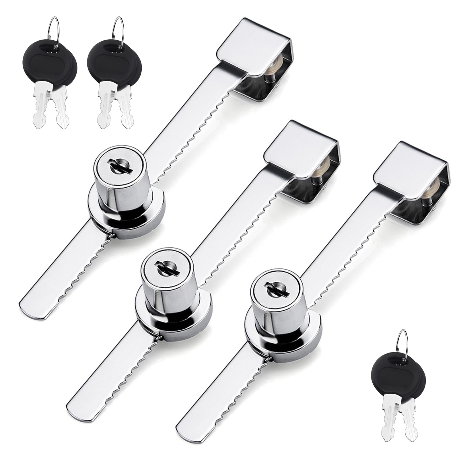 Ecvukq Stainless Steel 3 Pcs Reptile Vivarium Lock, Ratchet Display Cabinet Lock Cabinet Locks With Key Glass Door Lock For Terrarium Showcase