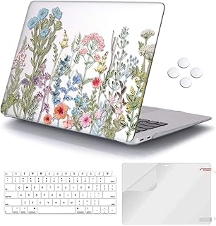 iCasso MacBook Air 13 inch Case 2020 2019 2018 Release A2337 M1/A2179/A1932, Plastic Hard Shell Case and Keyboard Cover Compatible New MacBook Air 13'' with Touch ID Retina Display - Transparent Weeds