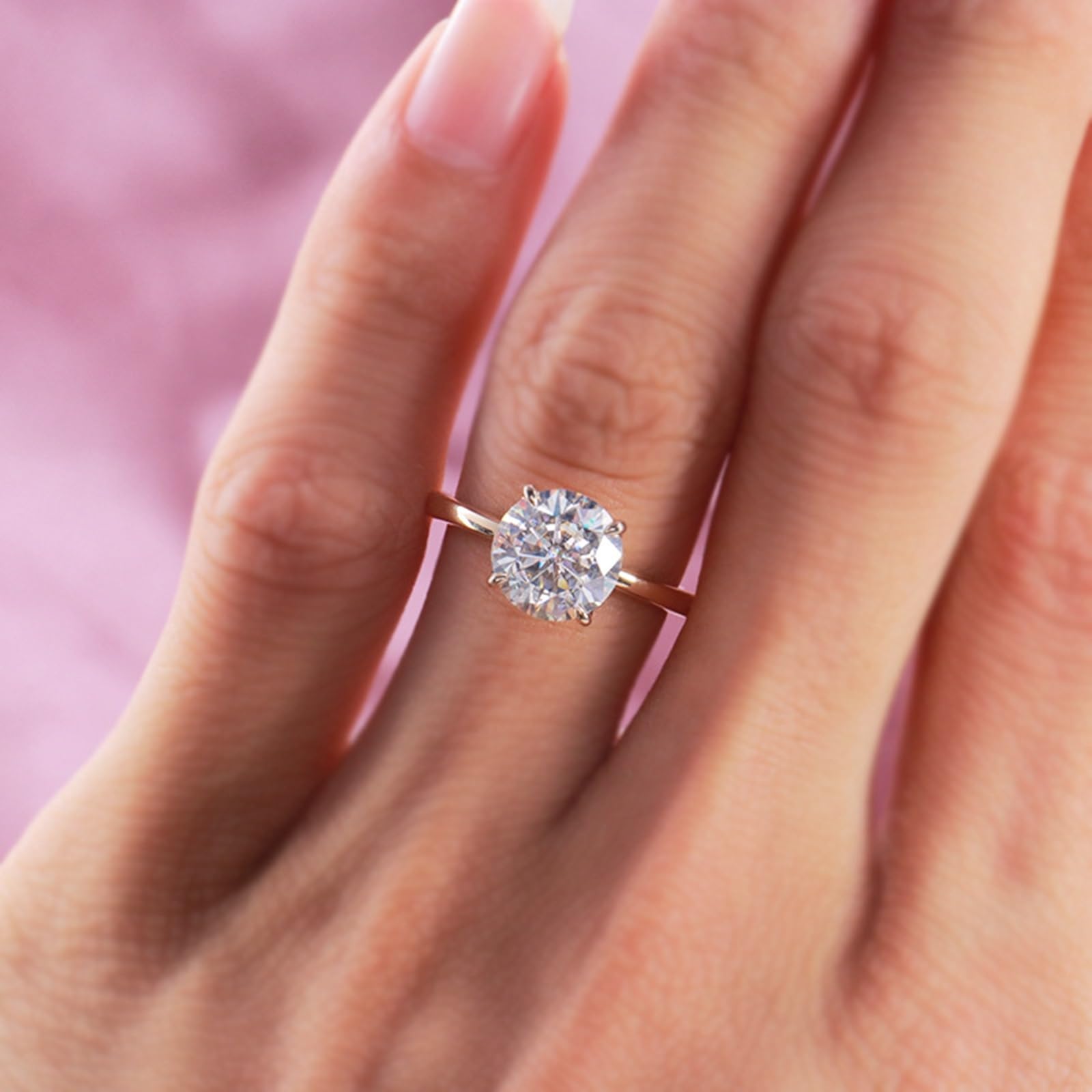 Obrączki damskie z żółtego złota próby 375, pierścionki damskie z Moissanite 2ct D Color VVS1 pierścionki zaręczynowe z prawdziwego złota 9K z grawerunkiem rozmiar 54 (17,2)