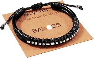 Inspirational Gifts for Men Morse Code Bracelets Mens Bracelets Graduation Gifts for Him Fathers Day Adjustable Leather Bracelet Motivational Birthday Annivesary Jewelry Stocking Stuffers for Men