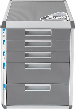 5 Drawer File Cabinet with Lock, 16in Metal Filing Cabinet for Home Office, Grey