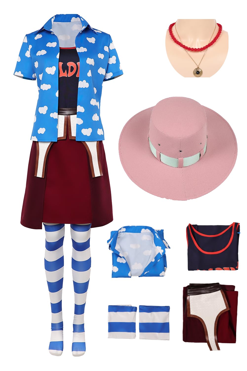 Anime Cosplay Mujer Vestido Sombrero Traje Camisa Goldenweek Cosplay Disfraz Carnaval Halloween