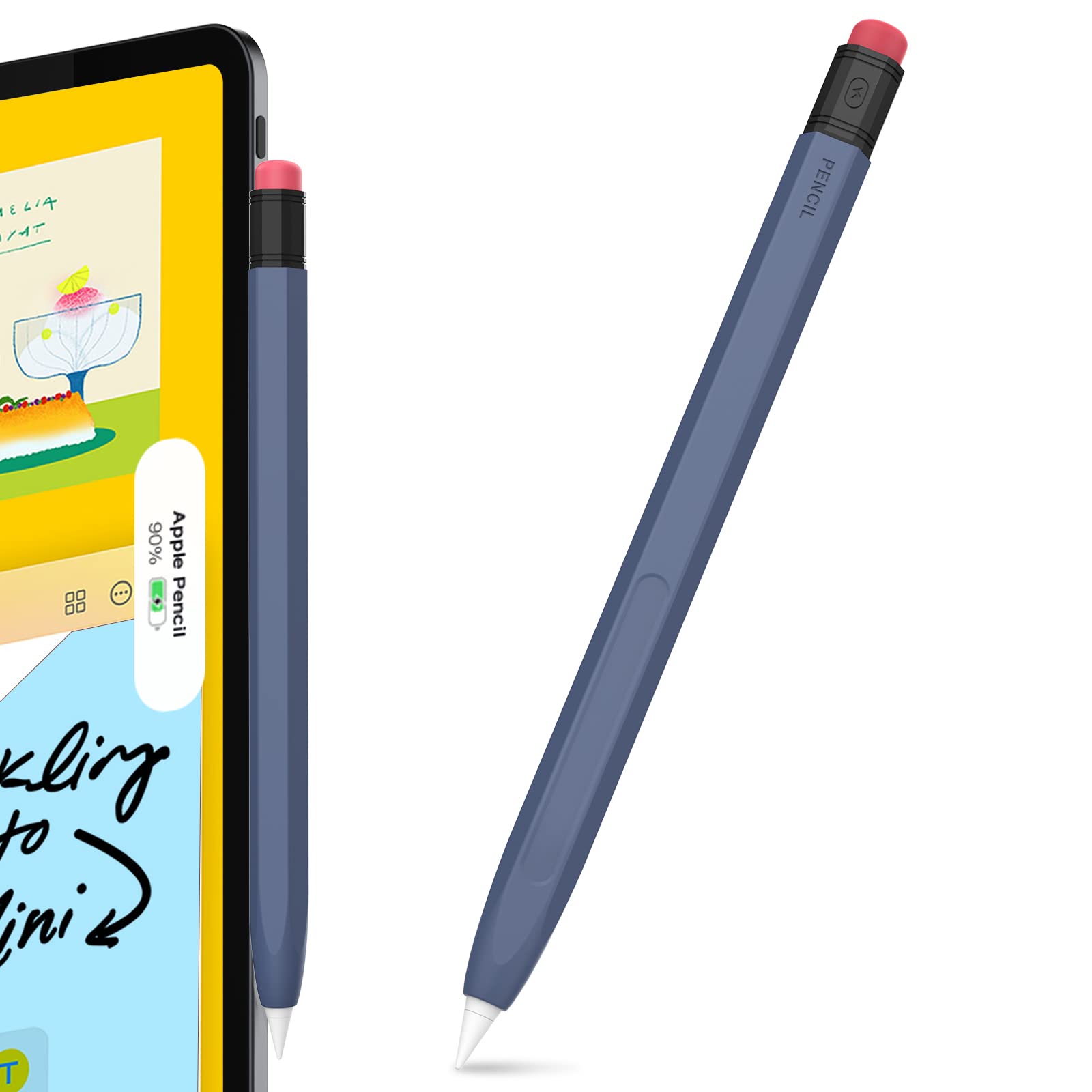 AhaStyle Classic Pencil Case for Apple Pencil 2nd Generation Silicone Case Apple Pencil Case Compatible with Magnetic Charging and Double Click (Midnight Blue)-image-11