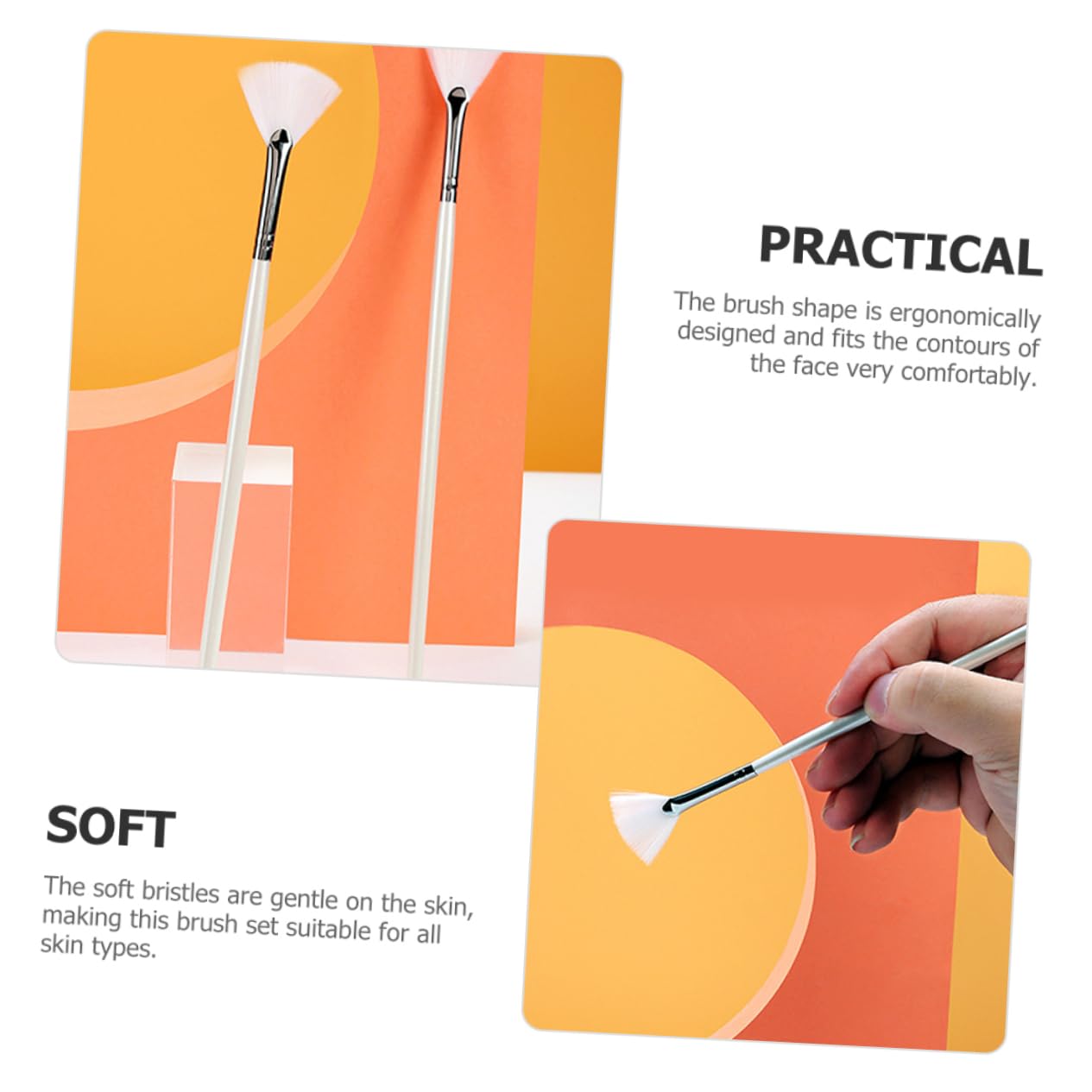 Ipetboom 6Pcs Facial Mask Applicator Brush Fan Shaped Design for Even Application Comfortable Use for Skincare Portable and Lightweight for Travel for DIY Facial Treatments