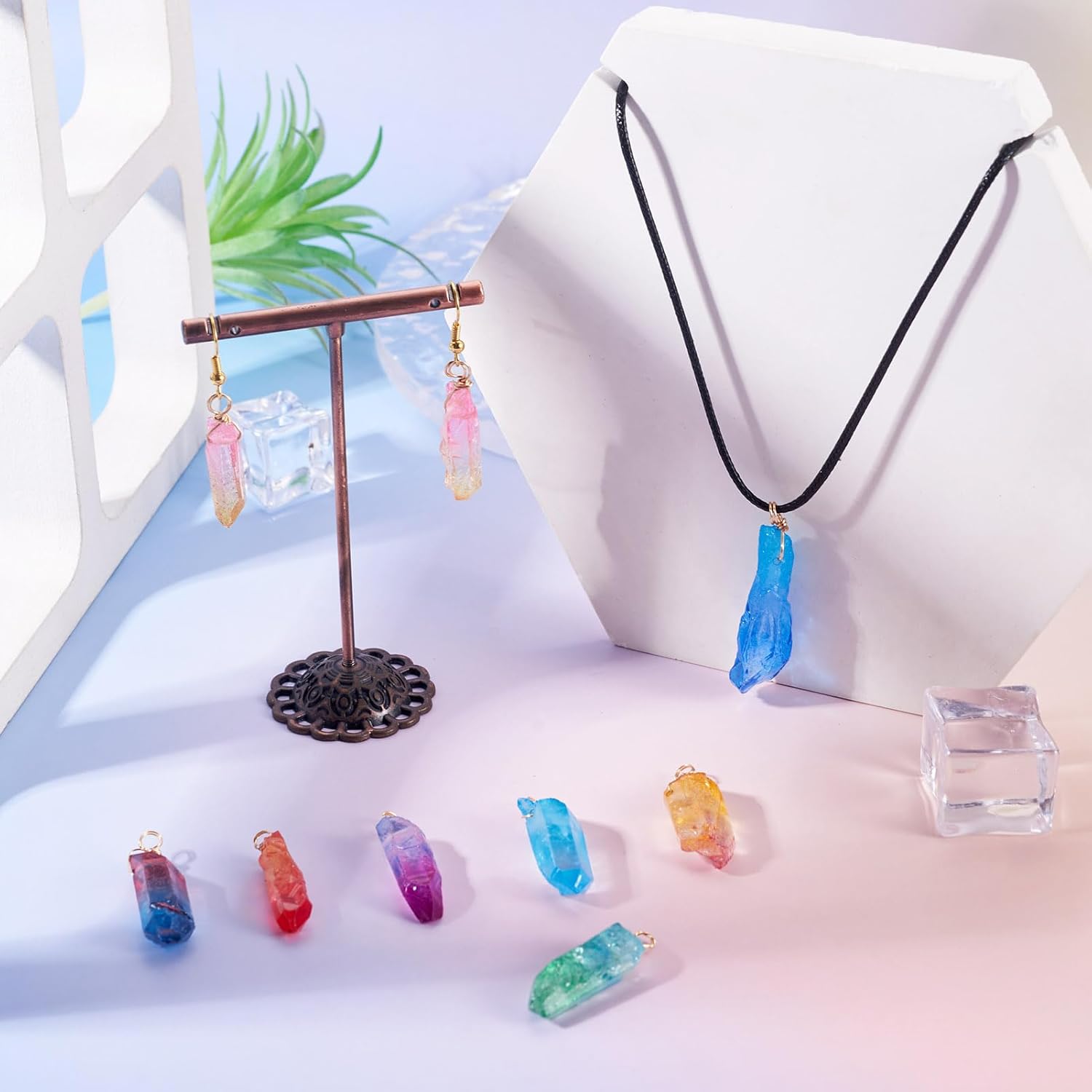 Cheriswelry 20pcs Natural Quartz Pendants Irregular Gemstone Stone Charms Colorful Quartz Dangle Earring Charms for DIY Craft Bracelet Necklace Jewelry Making 23.7-44.7 mm - Image 2