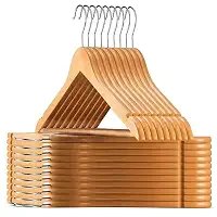 kit 30 Cabides Madeira Adulto Com Gancho 360° Premium