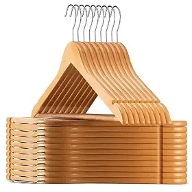 kit 30 Cabides Madeira Adulto Com Gancho 360° Premium