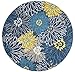 HomeRoots 100% Polypropylene 8??? Round Blue Tropical Flower Area Rug