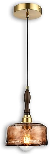 Miniatura 11 de Iluminación colgante, moderno vidrio de color ámbar soplado a mano, lámpara colgante ovalada, acabado de bronce aceitado para cocina, comedor,