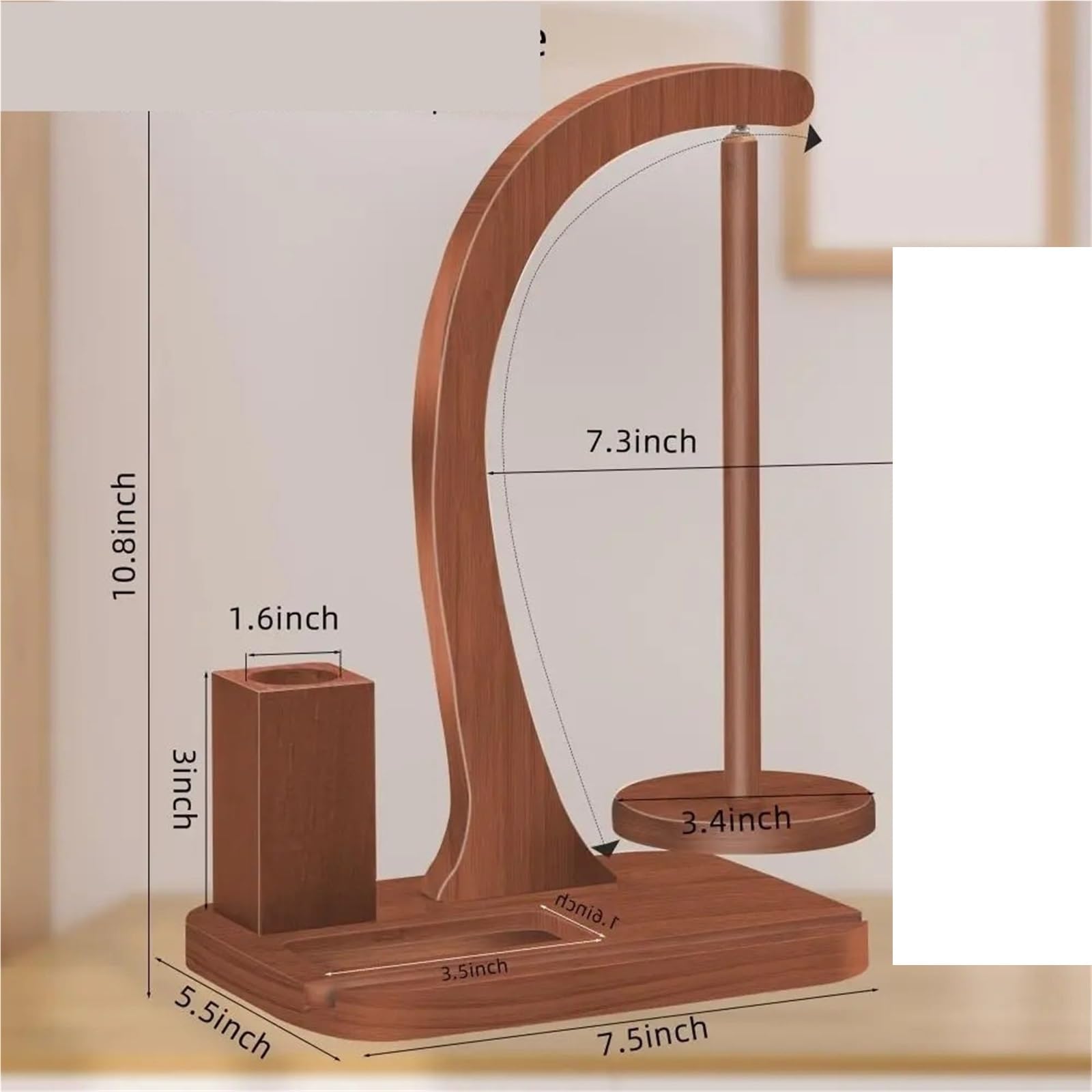 Soporte de hilo madera for ganchillo con caja, estante almacenamiento bolas rotación magnética, enrollador multifuncional para Hilo(Wood color)