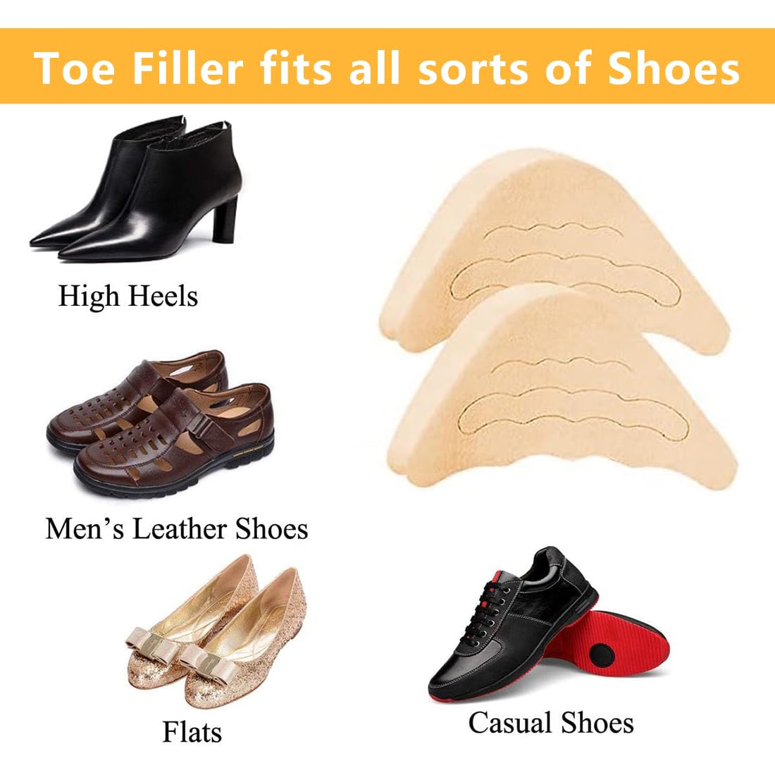 Plantillas Rellenos de Zapatos Unisex para Hacer Zapato Grande Calce Inserciones de Zapatos Ajustables Agarre de Talón Almohadillas Adhesivas Reutilizables de Pies, 4 Pares