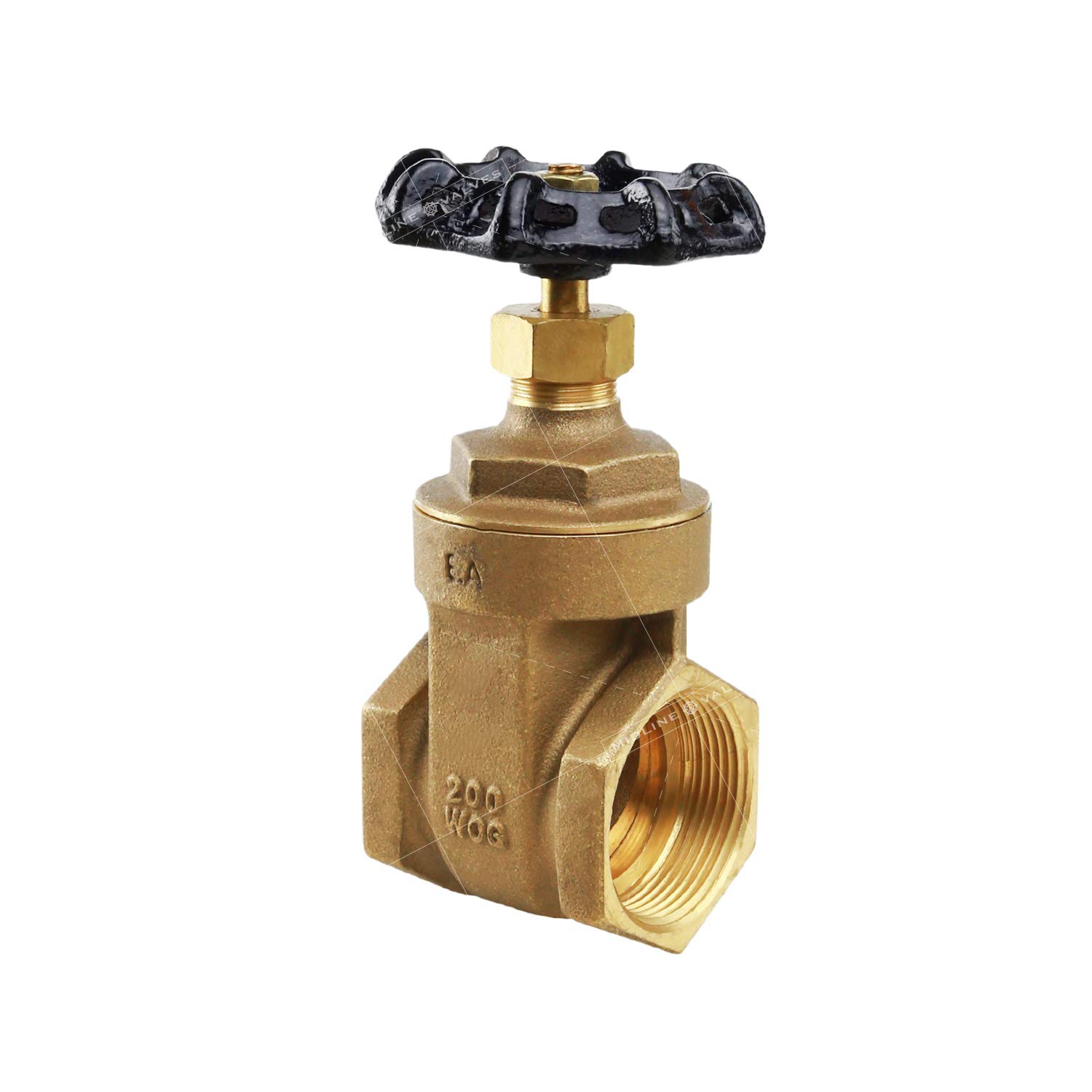 Midline Valve 429U225 Vanne de porte robuste avec poignée de roue, arrêt d'eau 7,6 cm, raccords FIP, laiton moulé