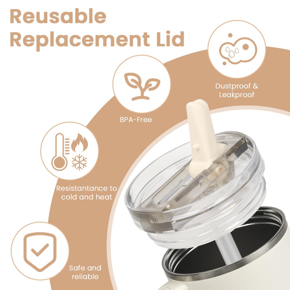 2 Pièces Stanley Cup Couvercle Étanche, 40 Oz Couvercles De Rechange