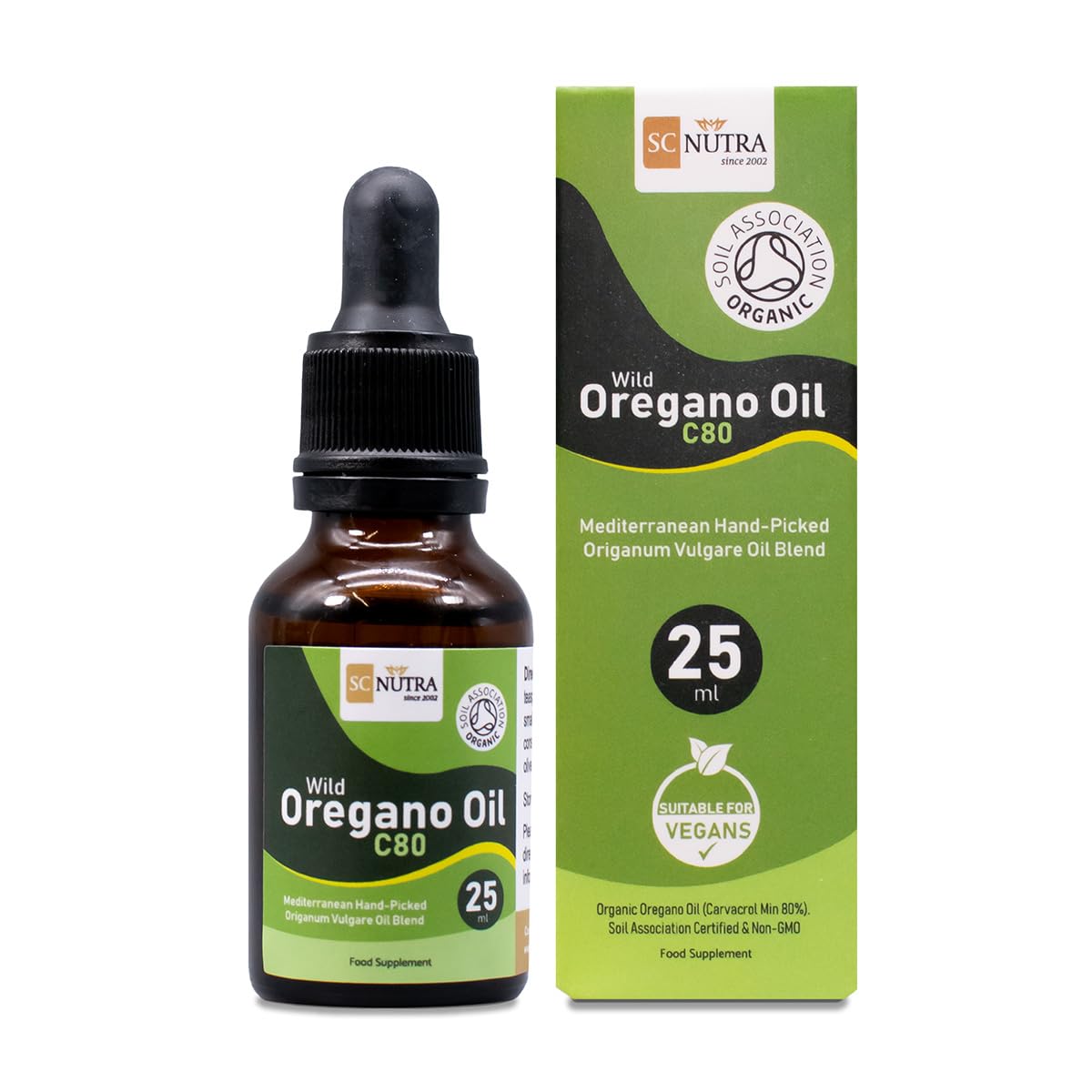 Huile d'origan 25ml - Huile d'origan sauvage C80-80% carvacrol - Aucun additif - Végan - Origanum vulgare hirtum - SC Nutra (Sweet Cures)