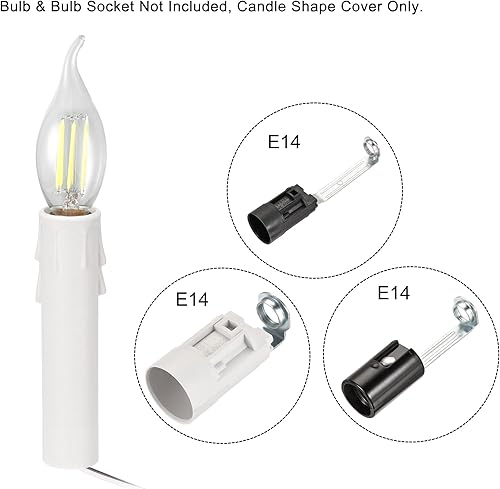 Miniatura 10 de uxcell Fundas de plástico para candelabros de 1.181 x 3.937 in, base de candelabro para candelabro E14, color amarillo, paquete de 9
