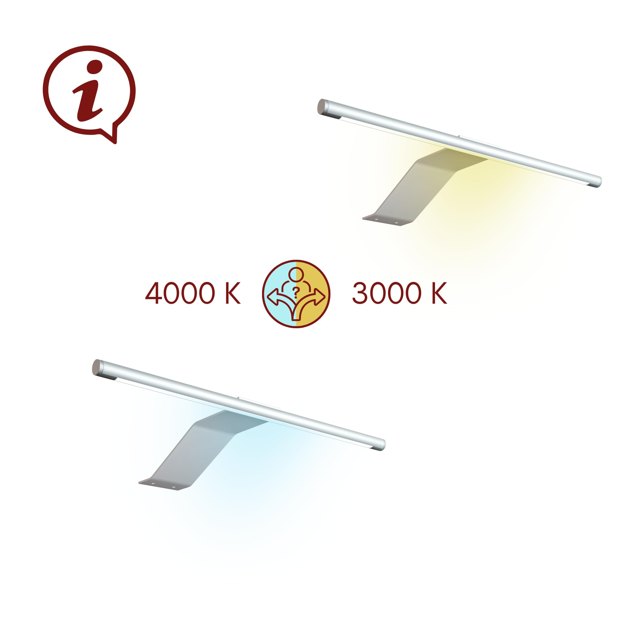 kalb | Lampada LED da superficie, 340 x 170 x 40 mm, lampada per armadi con modulo LED, 12 VDC, 4 W, 230 lm per lampada, con interruttore e alimentatore, grigio argento, per armadi (grigio argento