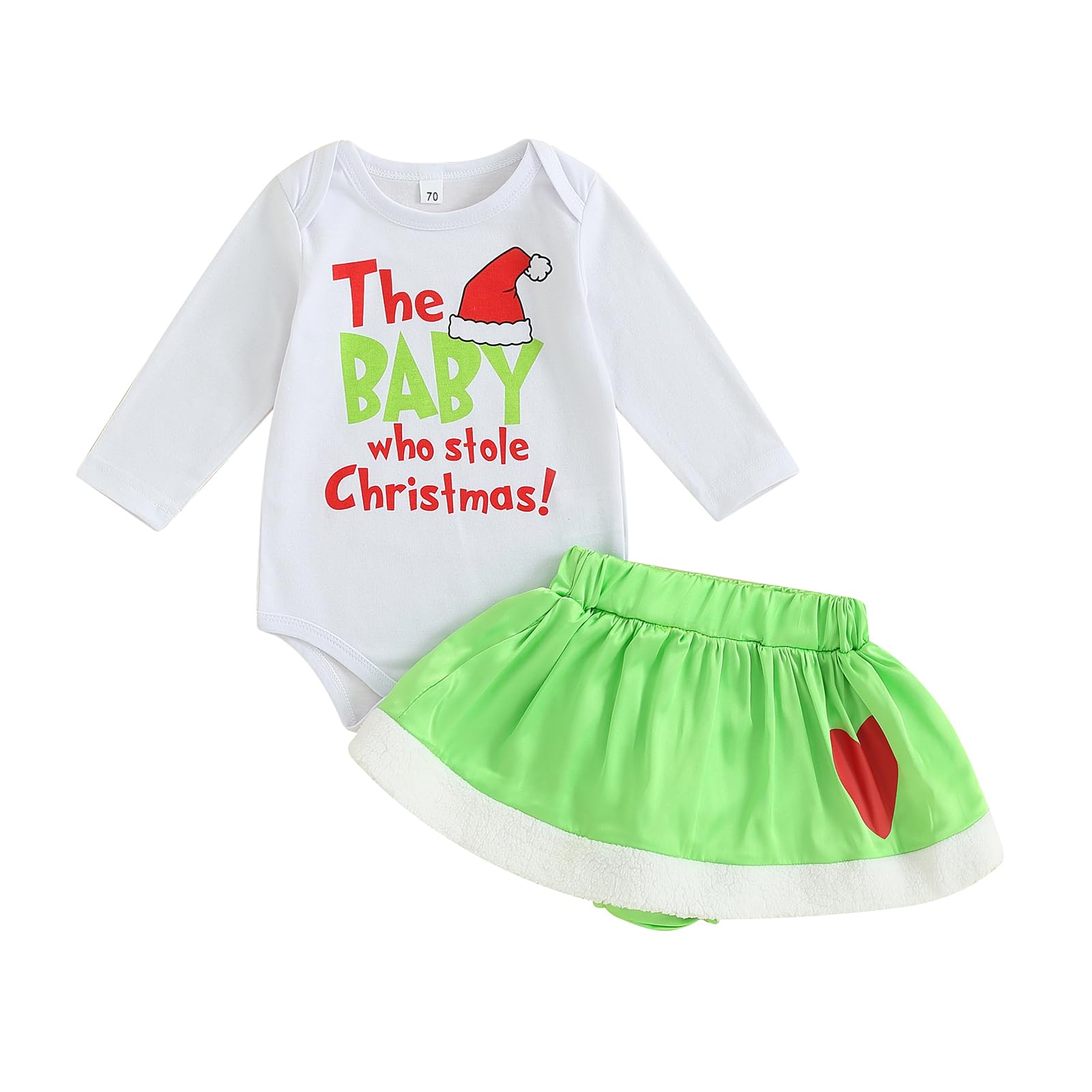 Christmas Baby Girl Clothes Infant Girl Romper Outfit Long Sleeve Bodysuit Romper Dress Floral Playsuit Fall Clothes (Christmas-Skirt,18-24 Months)