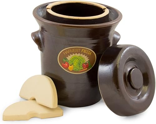 TSM Products Harvest Fiesta - Olla de fermentación con peso de piedra, 5 litros