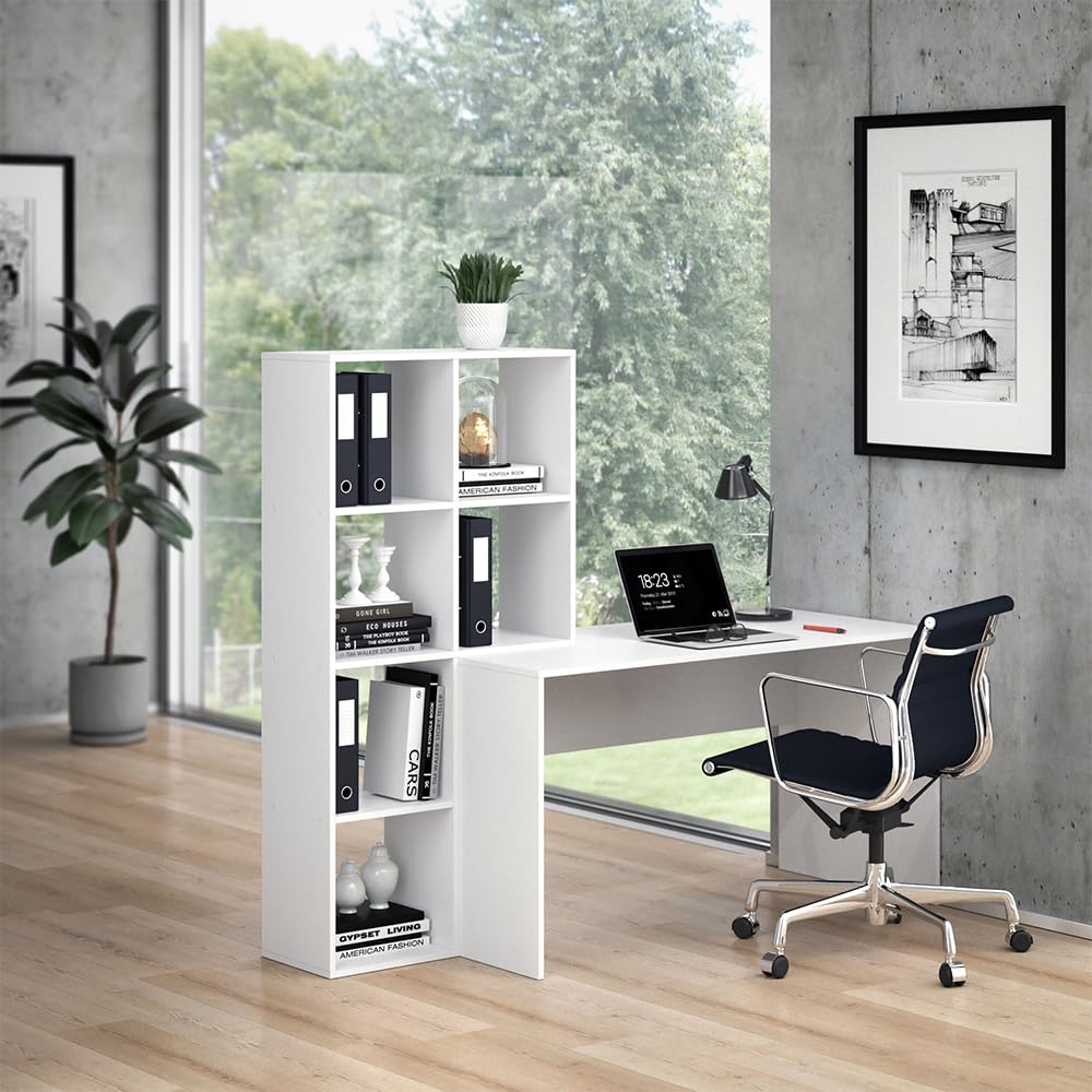 Vicco Scrivania con ripiani Mara, Bianco, 166.8 x 59 cm