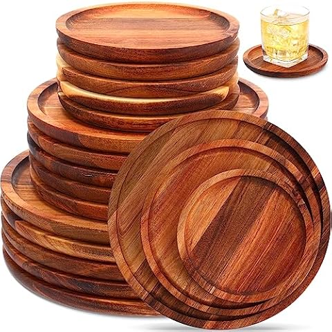 Roshtia Set of 15 Acacia Wood Plates Cover