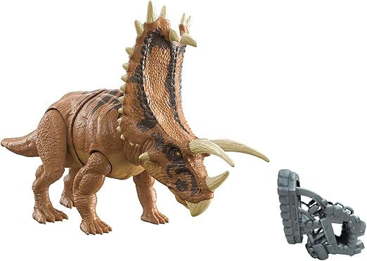 Mattel Jurassic World Mega Destroyers Dinosaur Action Figure, Pentaceratops Dino Toy with Attack Motion & Breakaway Accessory