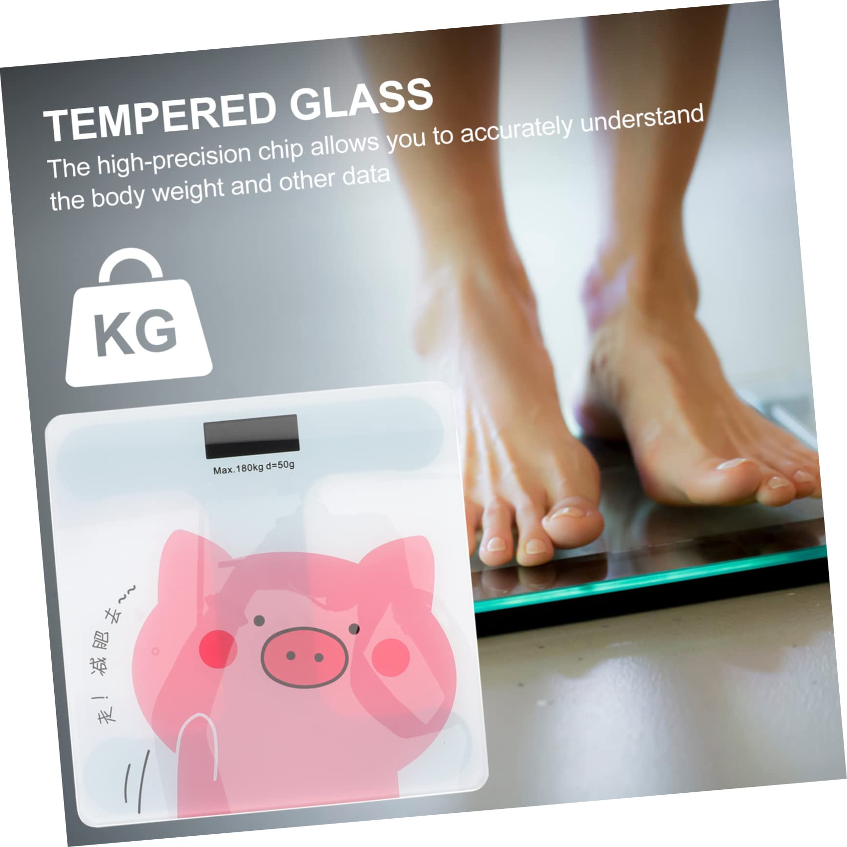 Báscula Digital de Dibujos Animados Encantadora para Baño Recargable | Cristal Templado, Diseño Automático, Batería Integrada, Capacidad de Carga Alta