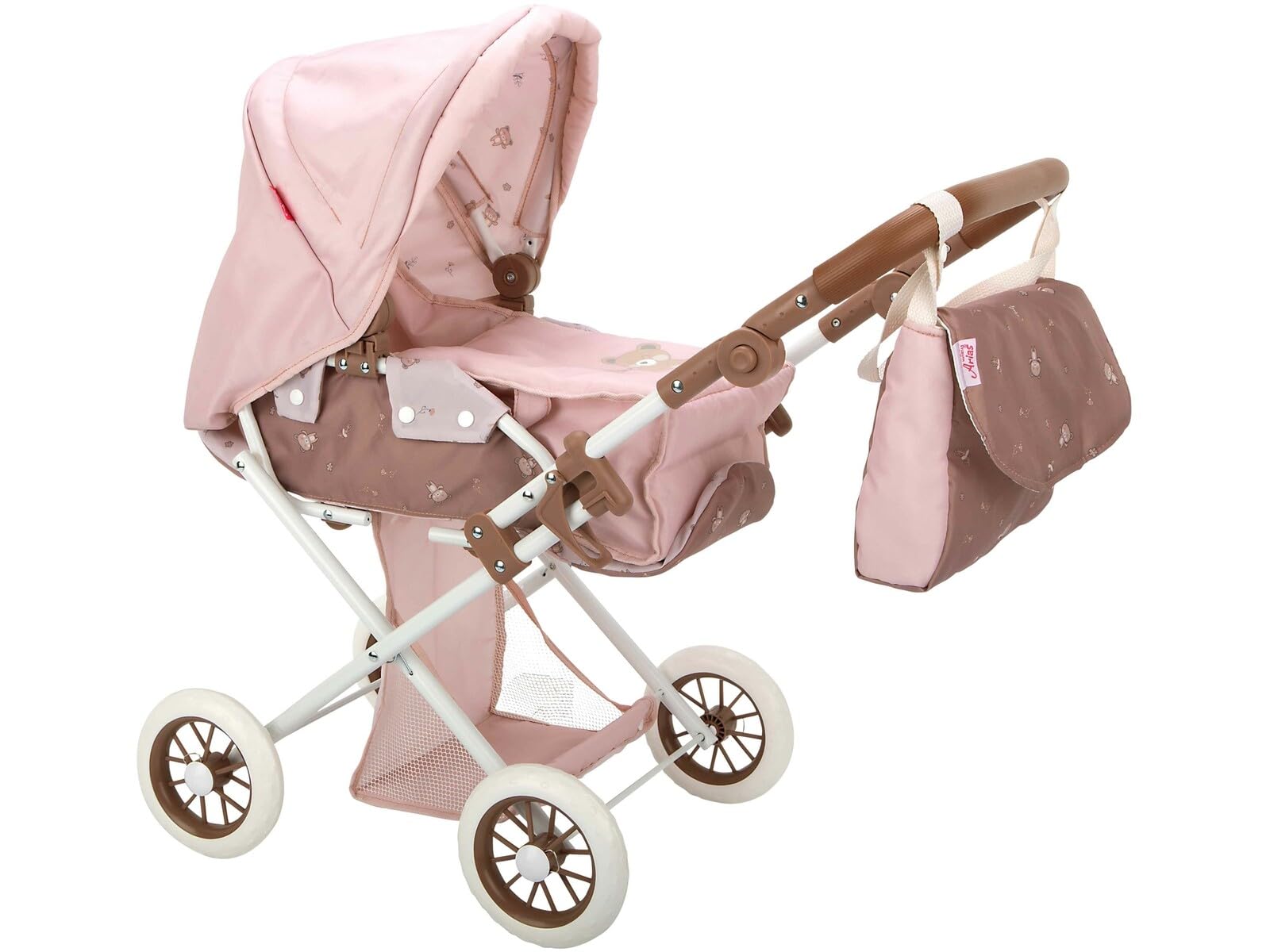 Passeggino Per Bambole BEAR Arias - Pieghevole Con Navicella Rimovibile, Borsa Inclusa, Manubrio 90 Cm, Per Polsi Fino A 56 Cm