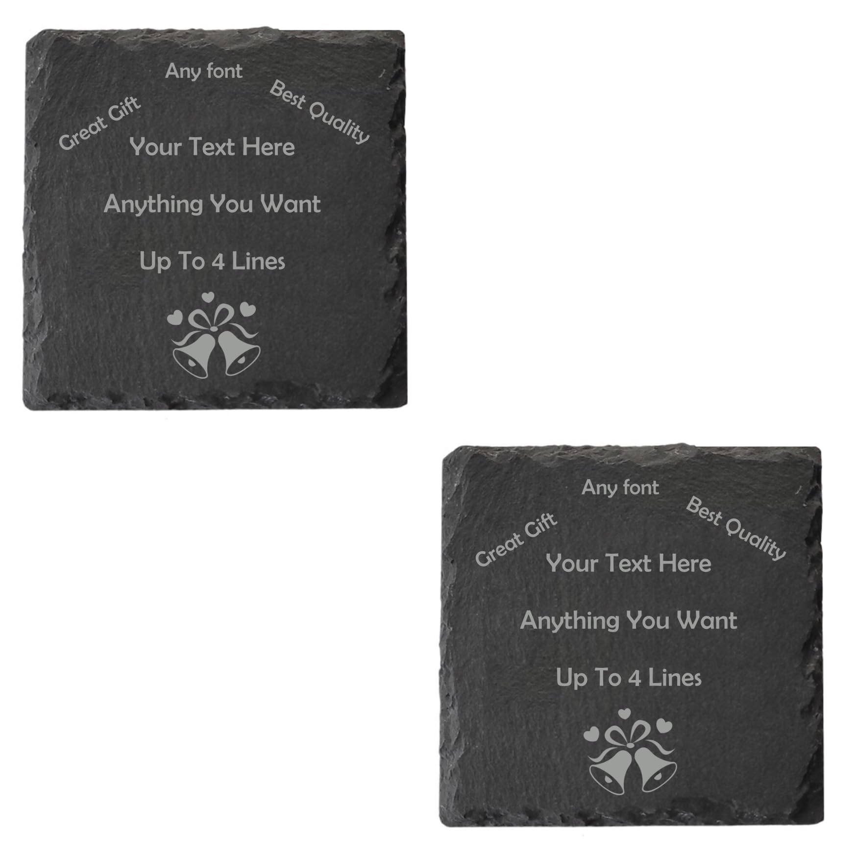 Pb Tech Men's Square Personalised Engraved Slate Coaster/Placemat - Set Of 2 - Customisable With Any Text - Optional Image - Gift For Wo For Birthday Father's Day Valentine's Day Wedding Christmas