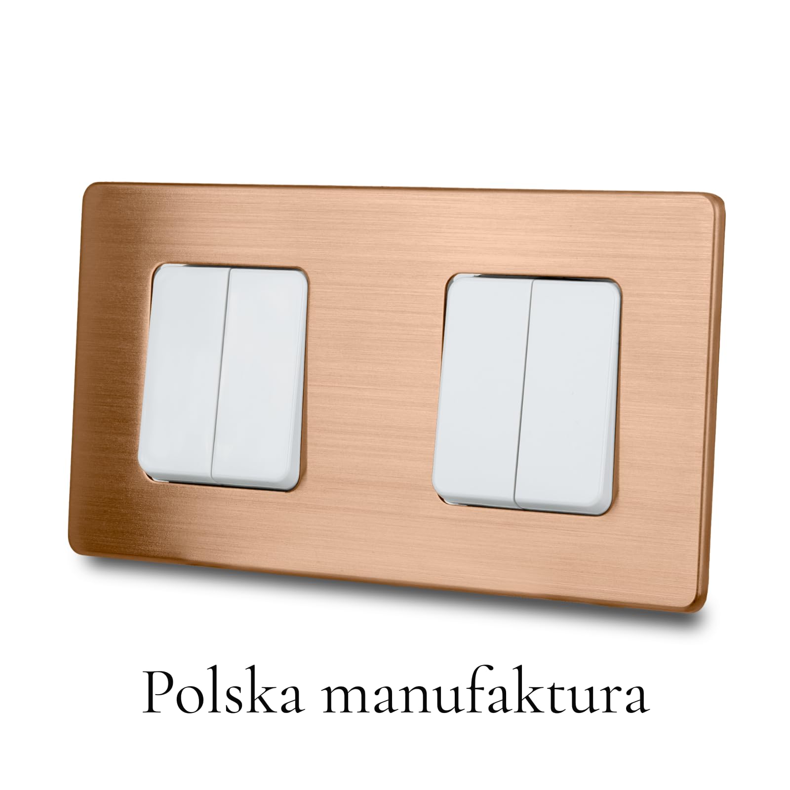 Włącznik Światła Poczwórny Biały Schodowy Stal Szczotkowana PVD Copper