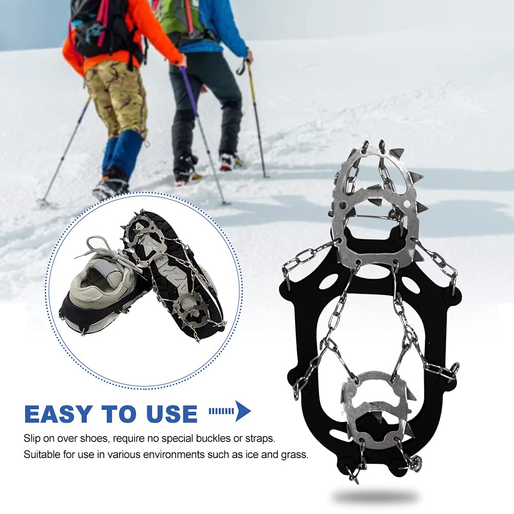 1 Paio di ramponi Professionali for Scarpe da Esterno, Antiscivolo, for Arrampicata su Ghiaccio e Neve, con 18 Denti, Ultraleggeri, da Trekking