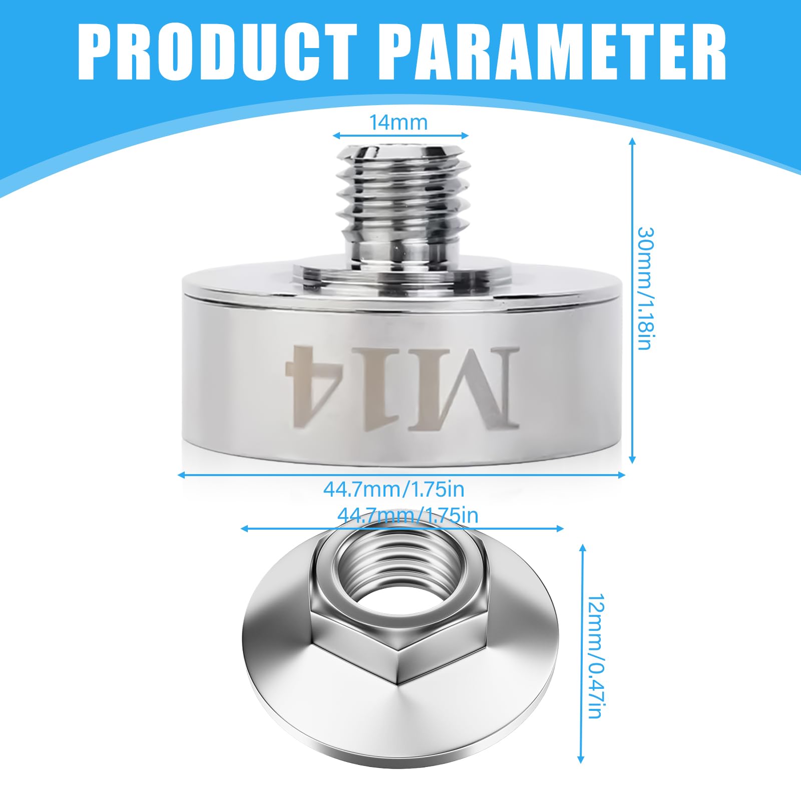 X-Lock-Adapter auf M14 Gewinde mit M14-Flansch-Kontermutter, Edelstahl XLOCK Adapter, M14 Adapter für Xlock, für Diamantkernbohrer, Sägeblatt, Winkelschleifer-Schneidklinge, Schnellspannmutter