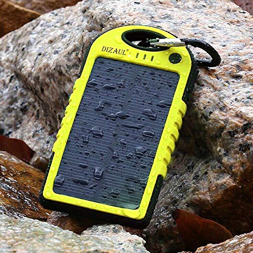 Dizaul Solar Charger, 5000mAh Portable Solar Power Bank Waterproof/Shockproof/Dustproof Dual USB Battery Bank Compatible with All Smartphones,iPhone,Samsung,Android Phones,Windows Phones,GoPro,GPS