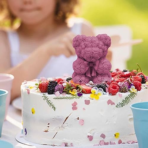 Miniatura 3 de Moldes de silicona de oso de rosas 3D, molde de vela de aromaterapia para el día de San Valentín, boda, oso de rosa, exhibición de ventana,