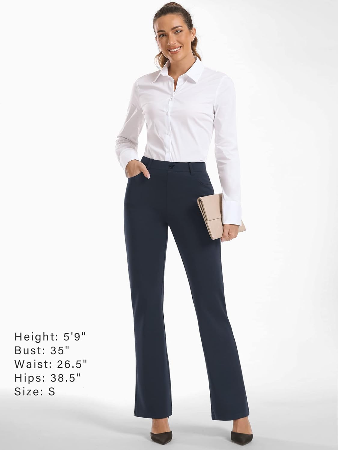 Stelle Women 28"/30"/ 32" Bootcut Dress Pants Business Casual Work Pants with Pockets Pull On Regular Slacks for Office - Image 7