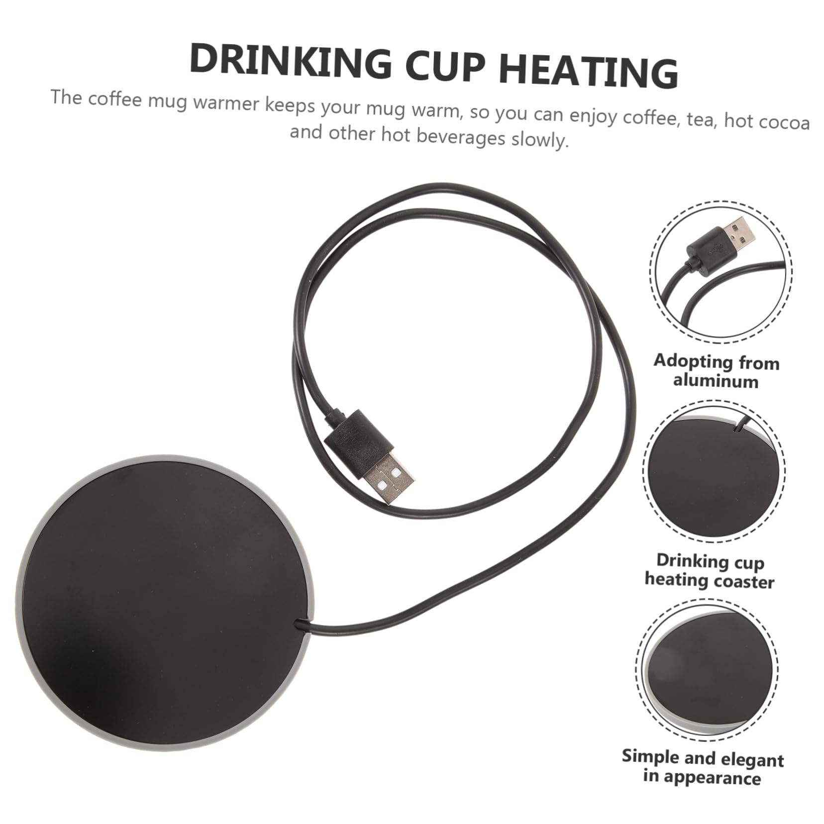 KICHOUSE Electric Coffee Mug Warmer USB Heating Coaster for Desk Temperature Drink Warmer for Various Mug Compact and Portable Beverage Heater for Home Office Use