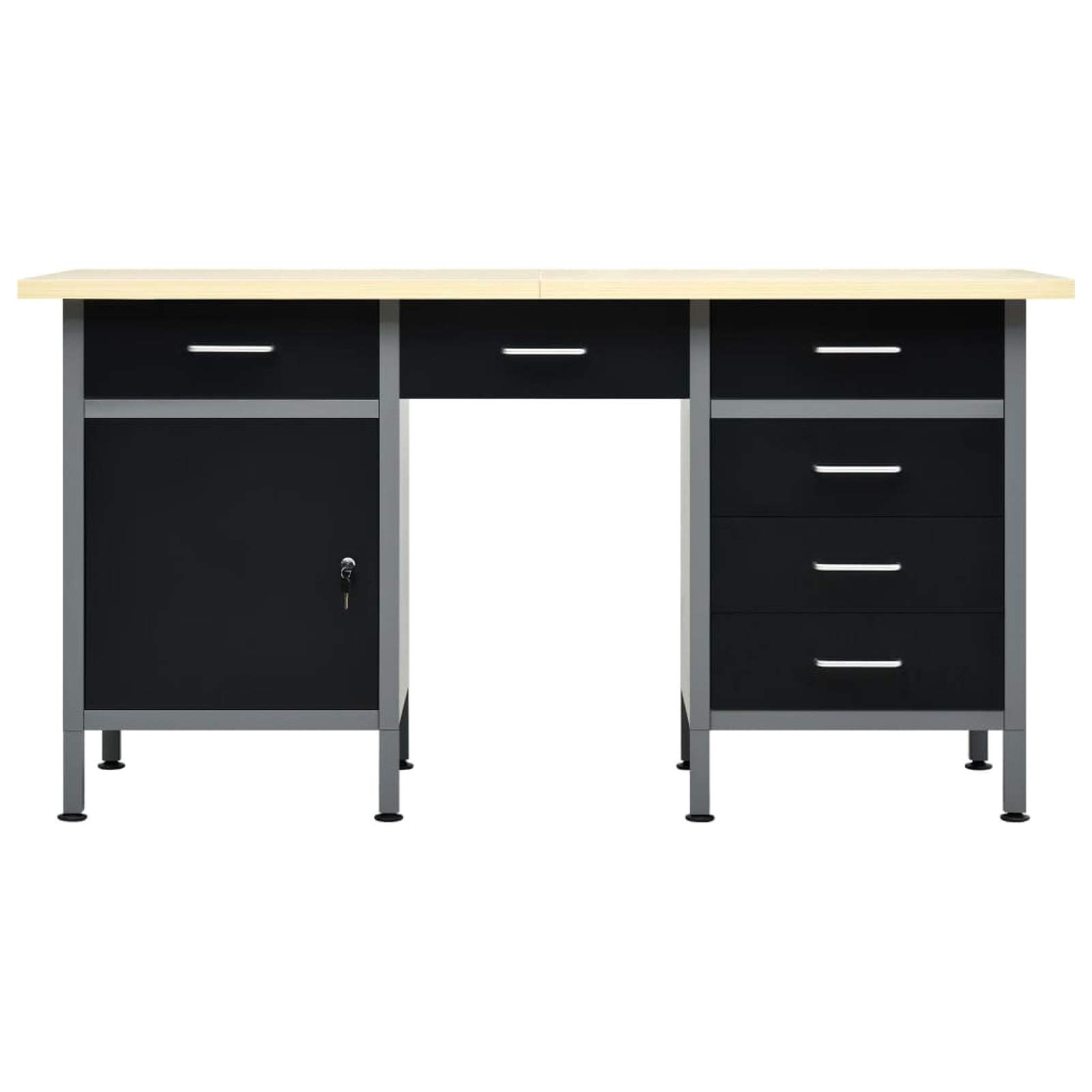 Set para Taller Banco de Trabajo de Acero Negro 160x60x85 cm