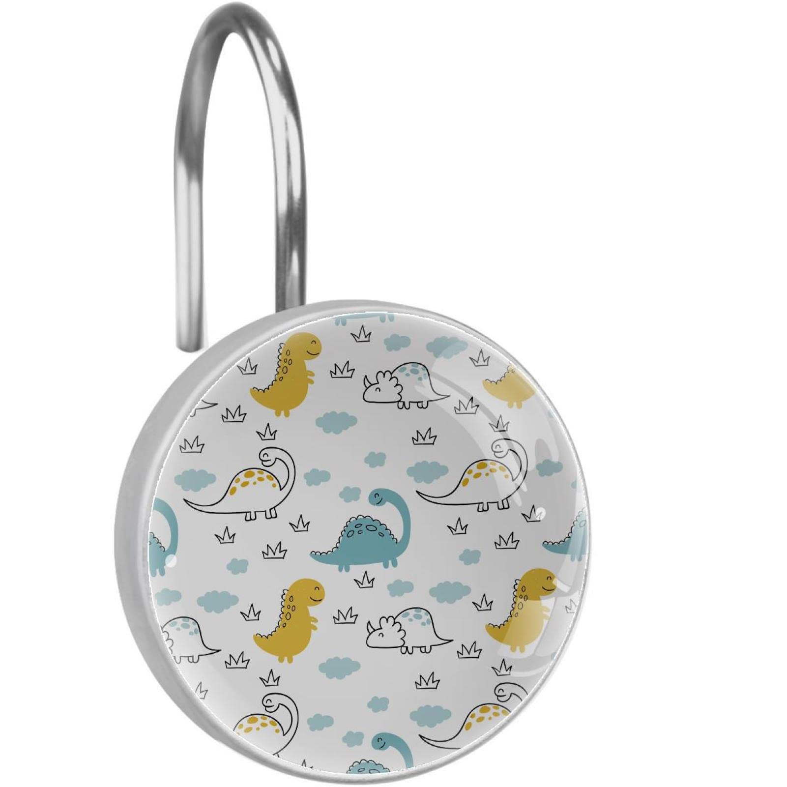 Crochets pour rideau de douche anti-rouille en acier inoxydable motif dinosaure dessin enfant x12