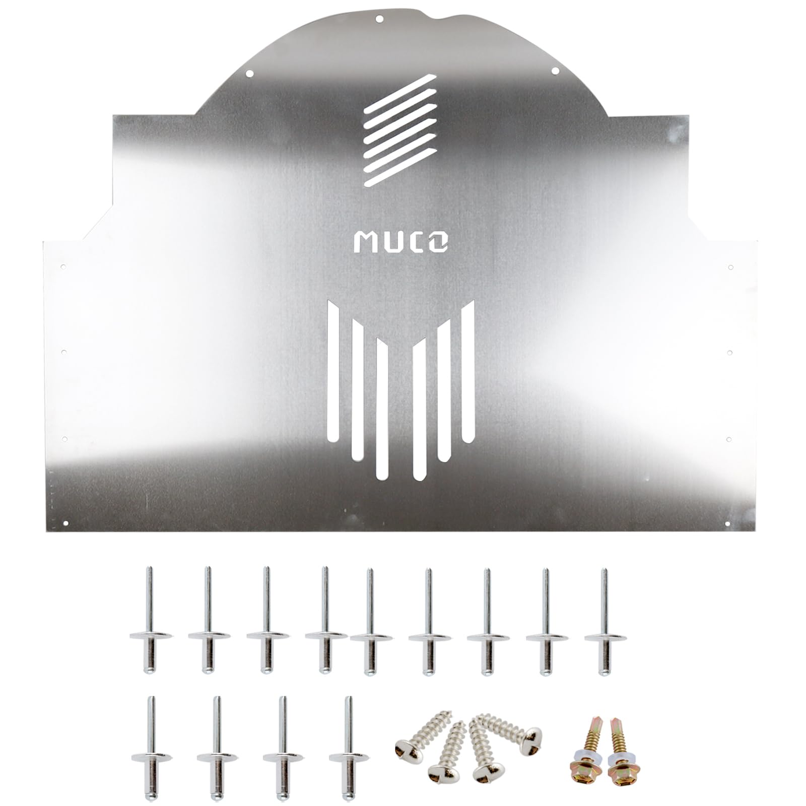 MUCO Prius Anti-Theft Catalytic Converter Shield Defender Protection for 2004-2009 T-oyota Prius-Sliver Aluminum Miller CAT, 304 Stainless Steel Cat Shield - Includes Tamper-Proof Security Screws