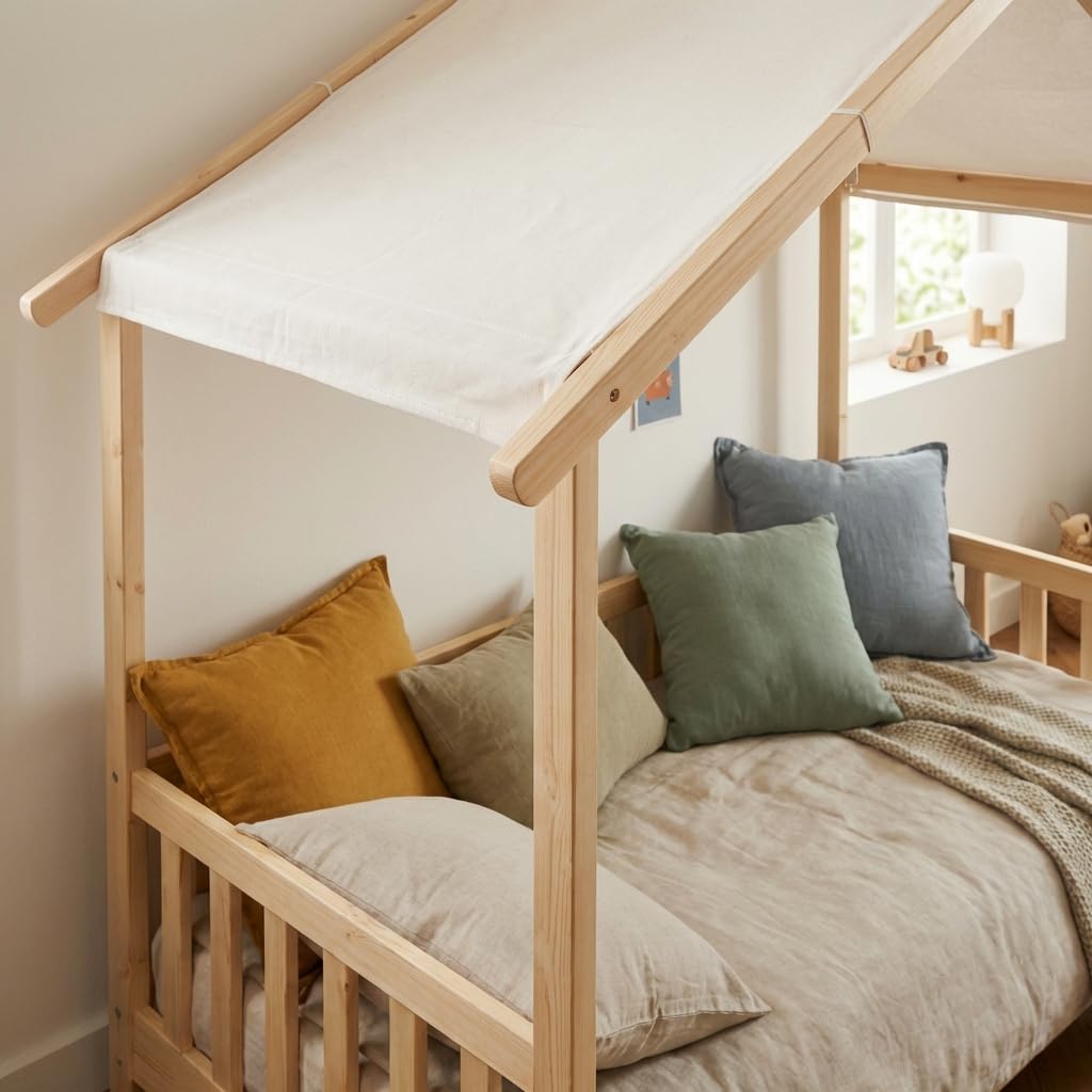BAÏTA Lit Tente Tiny pin Massif 70x140 sommier Inclus