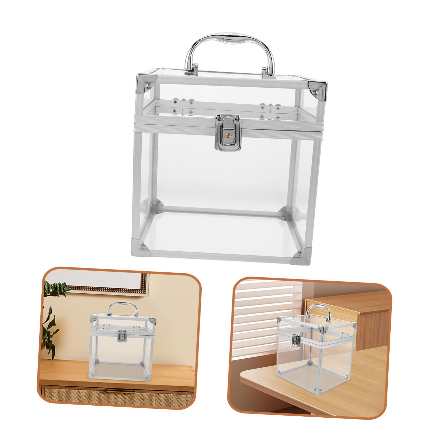 Ciieeo Organizer da Scrivania Protegge Dalla Polvere Elegante e Capiente in Acrilico Scatola Porta Vinili con Maniglia per Dischi e Cd per Spazi Ricreativi e Camera da Letto
