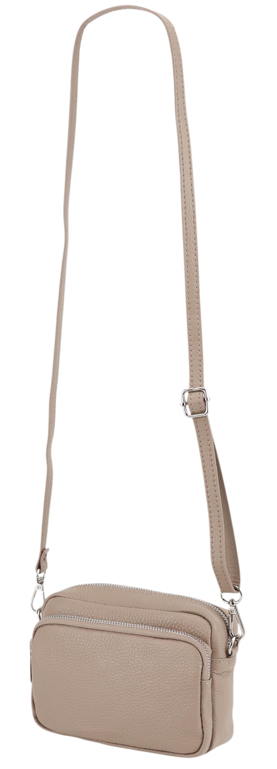 SH Leder Pia G394 - Bolso bandolera de piel (18 x 13 cm, correa de hombro ajustable, 18 x 13 cm)