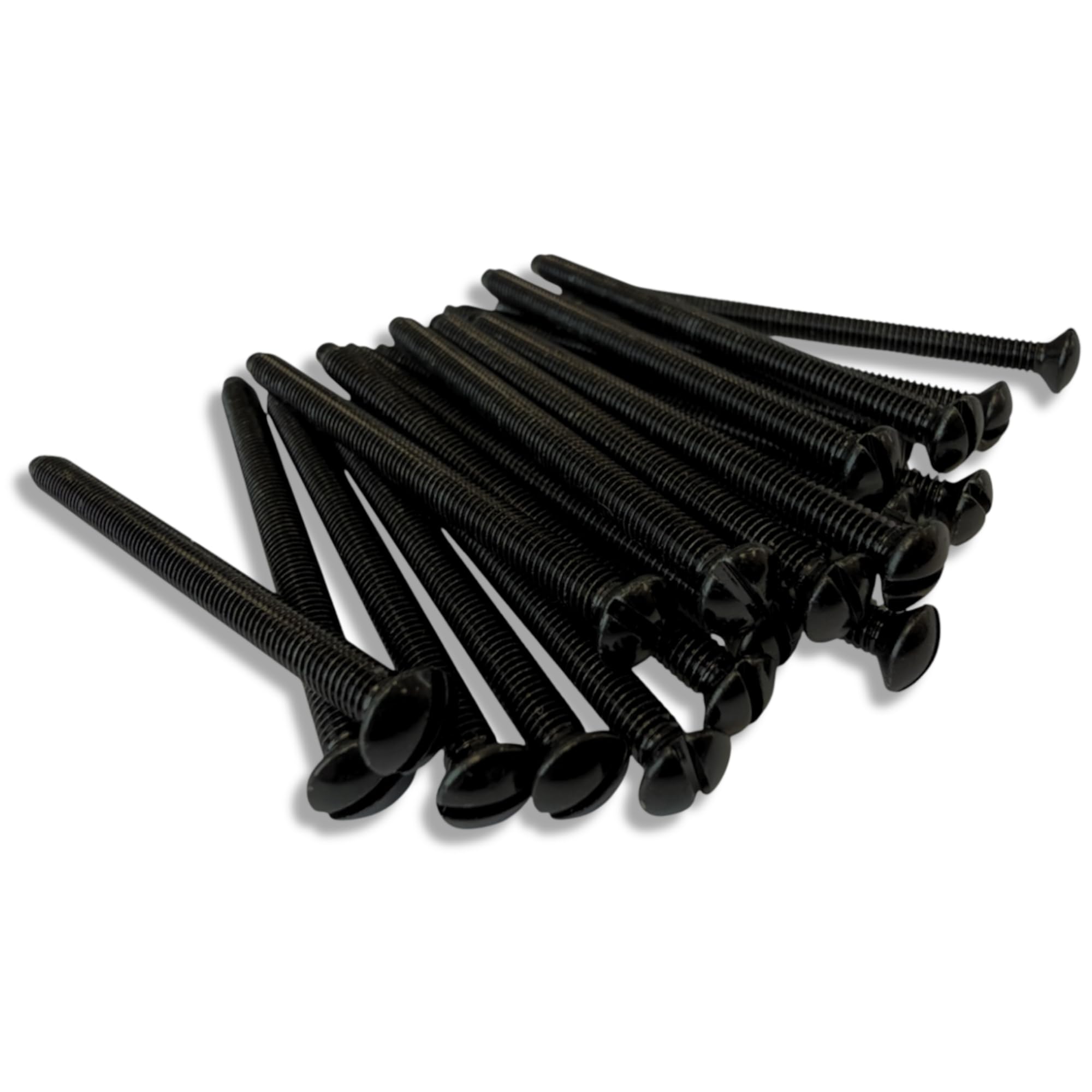 M3.5 x 50mm Black Slotted Head Electrical Machine Screws - Pack of 20