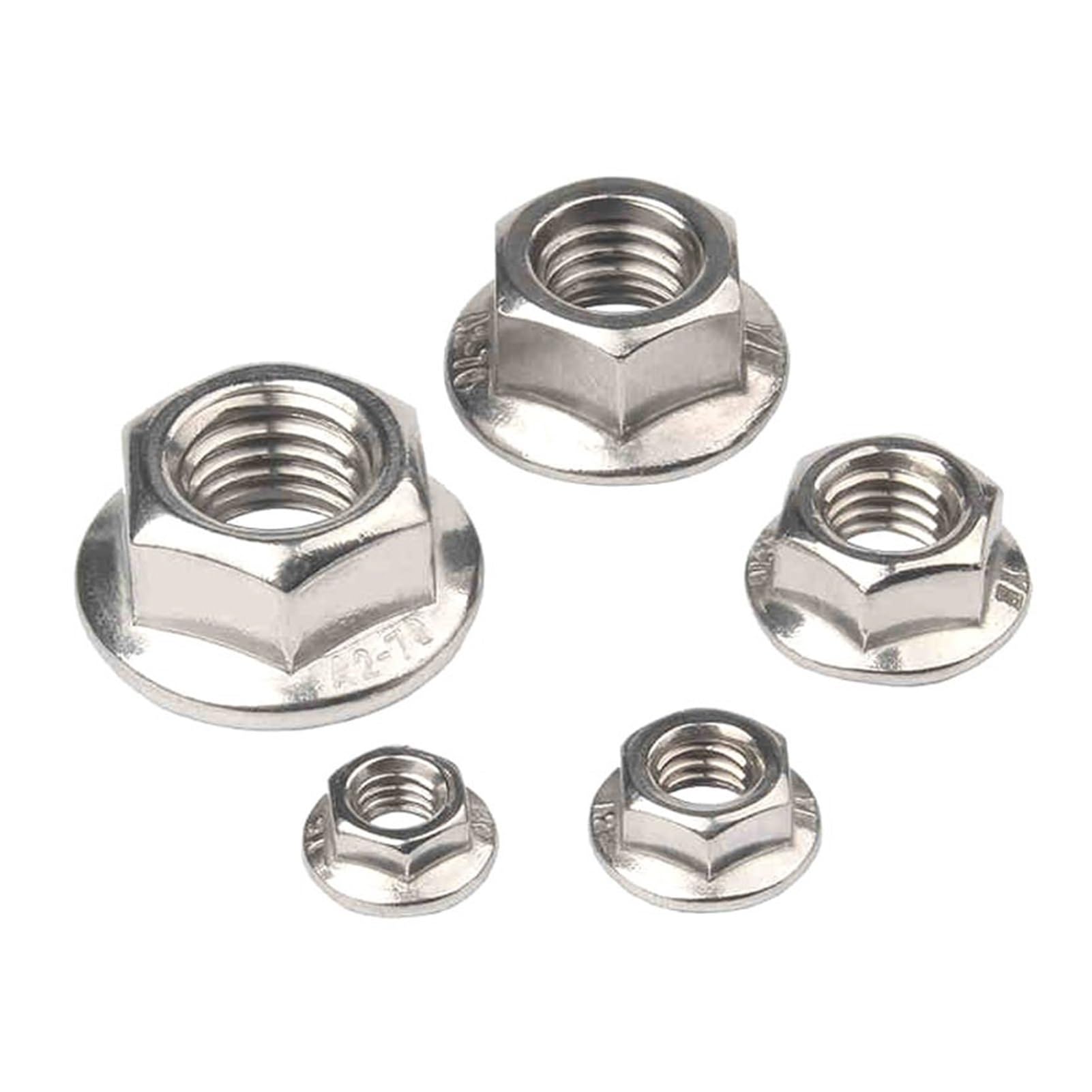Tuercas Contratuercas Tuerca de sujeción, M3 M4 M5 M6 M8 M10 M12 M16 M20 Tuerca de bloqueo automática dentada de acero inoxidable 304 DIN6923 Spinlock dentado(M10 X 10pcs)