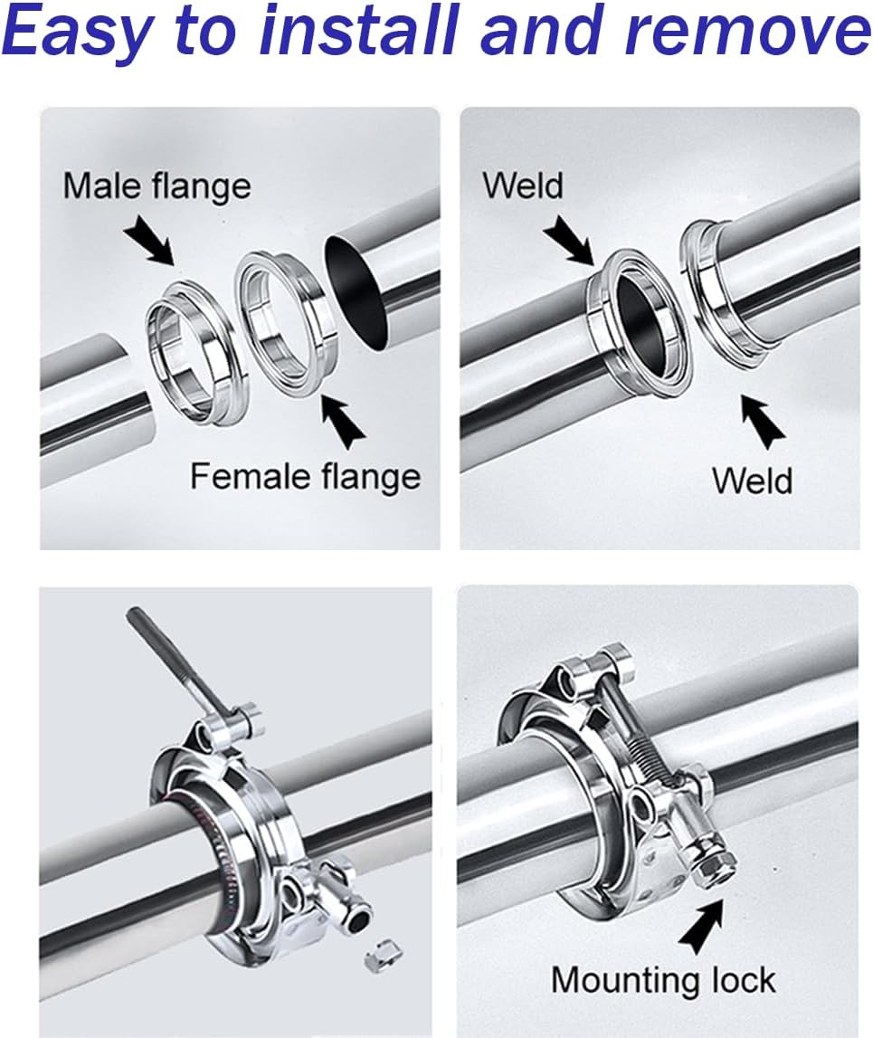Mcwhr (2 Pack) 4.5 Inch V band Clamp Heavy Duty 304 Stainless Steel Clamp for Turbo Exhaust Intercooler Pipe (No Flanges Included)